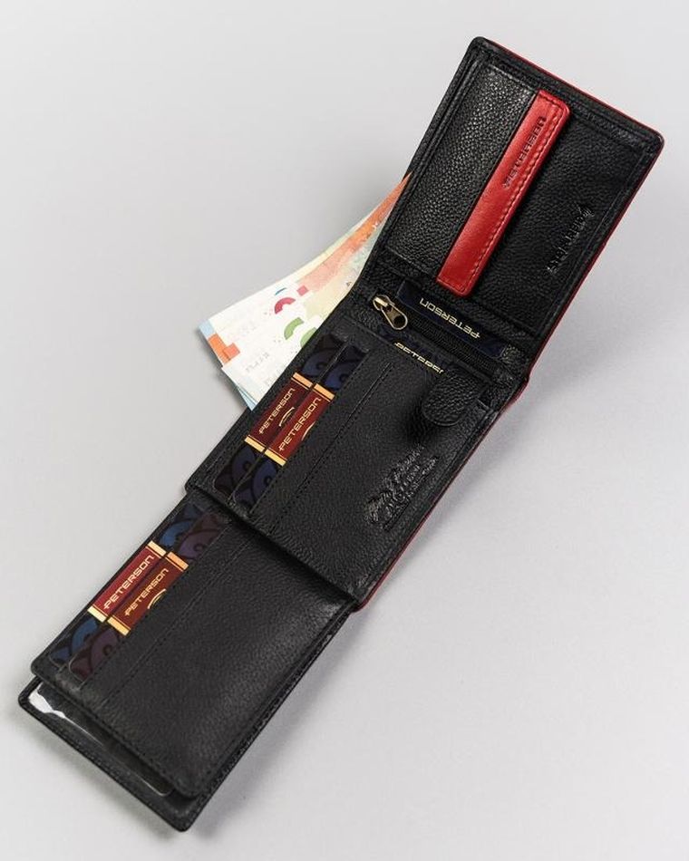 Portfel, czarny, skórzany, Peterson