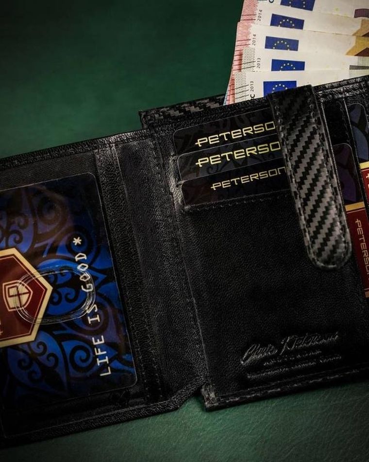 Portfel, czarny, skórzany, Peterson