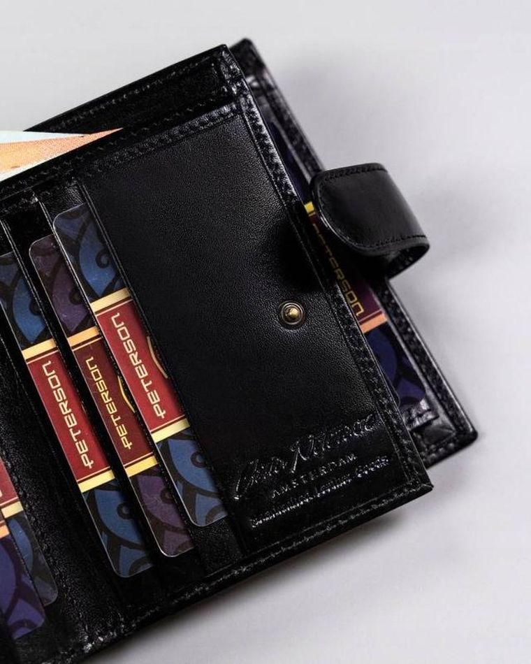 Portfel, czarny, skórzany, Peterson