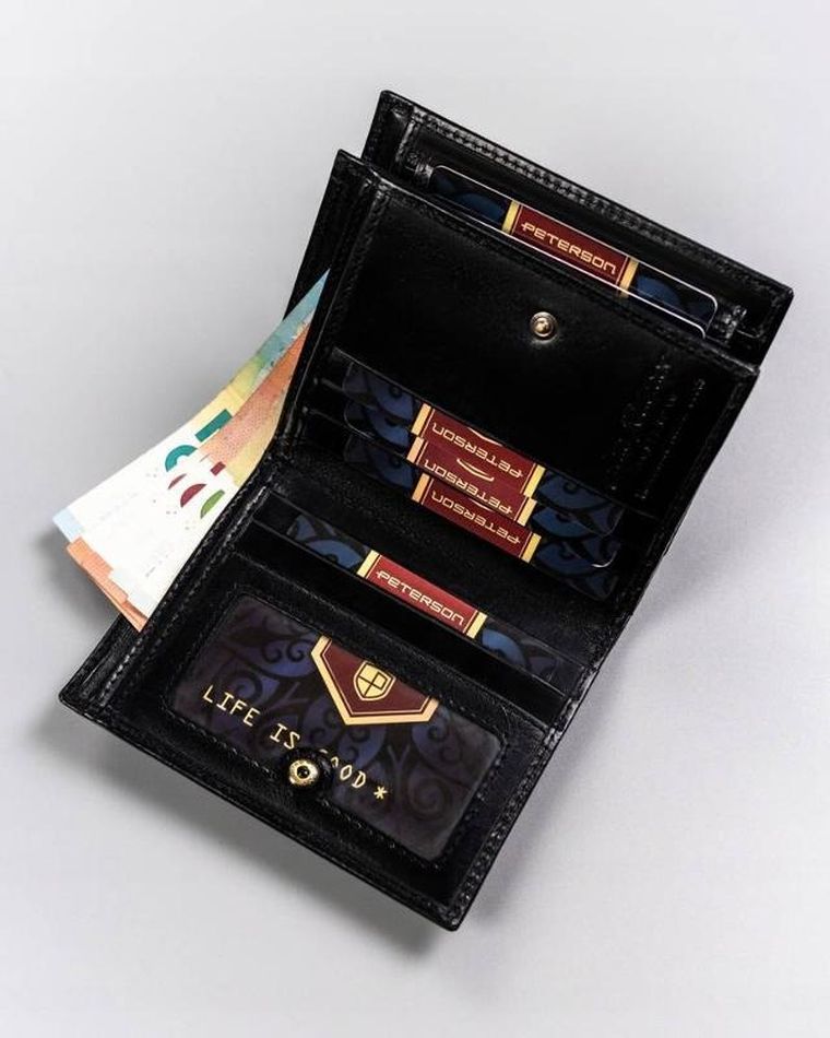 Portfel, czarny, skórzany, Peterson