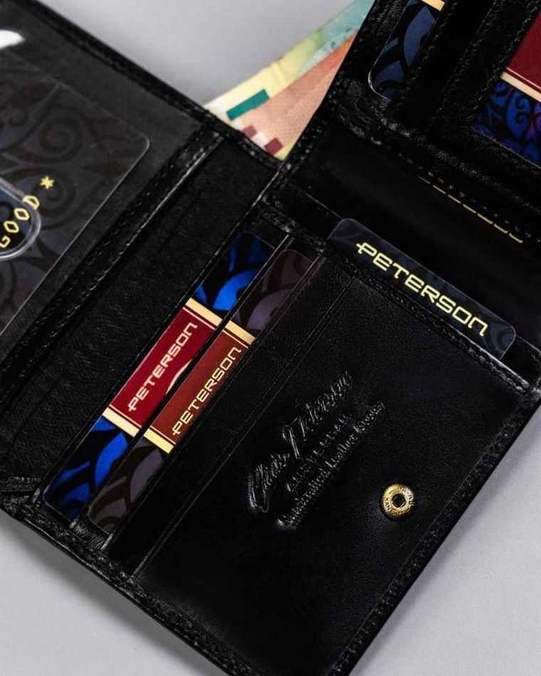 Portfel, czarny, skórzany, Peterson