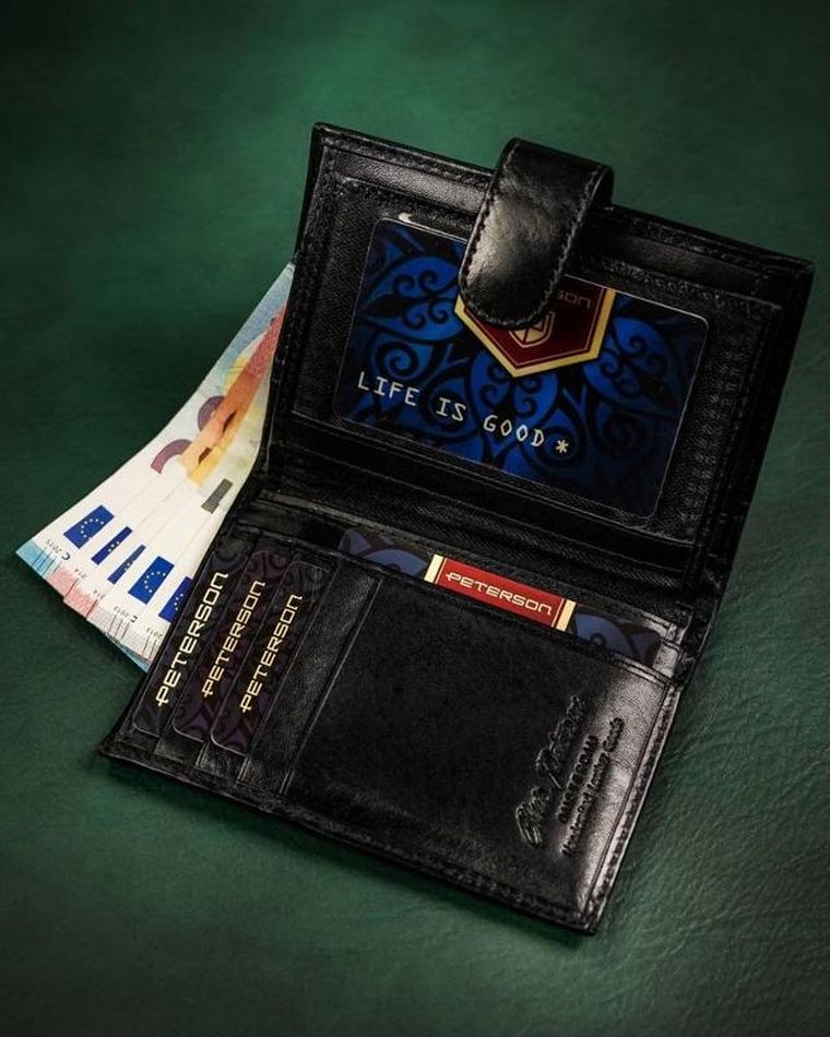 Portfel, czarny, skórzany, Peterson