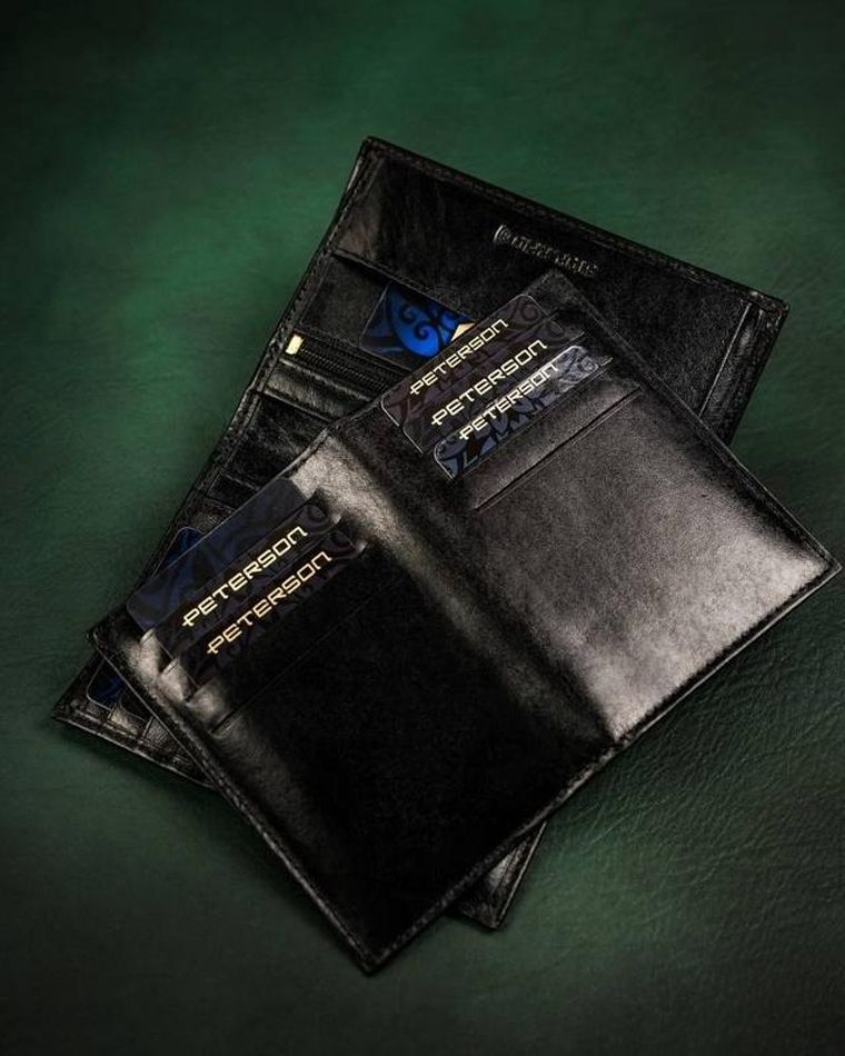 Portfel, czarny, skórzany, Peterson