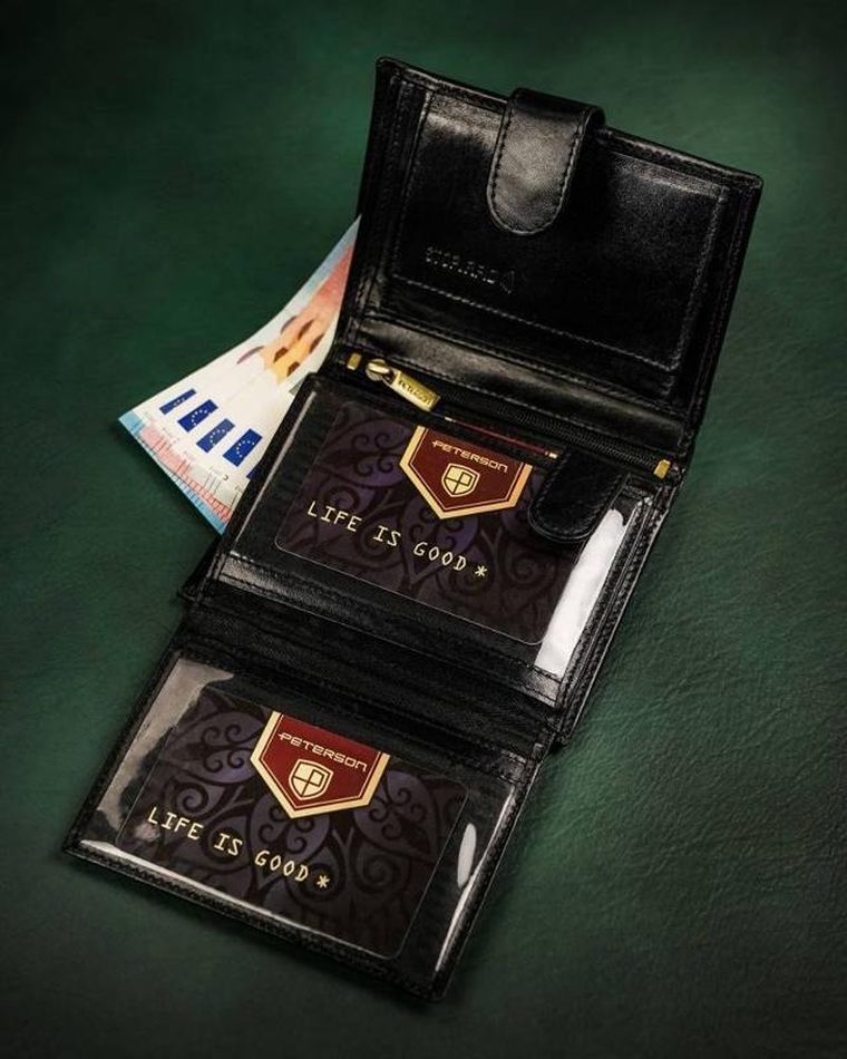 Portfel, czarny, skórzany, Peterson