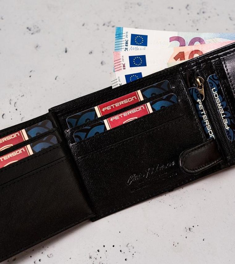 Portfel, czarny, skórzany, Peterson