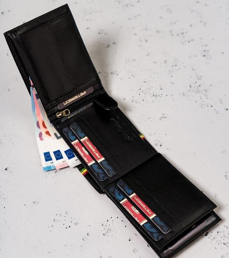 Portfel, czarny, skórzany, Peterson