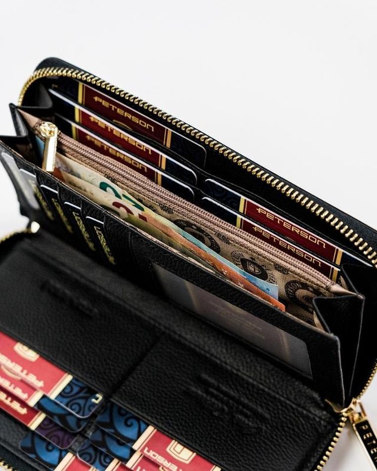 Portfel, czarny, skórzany, Peterson