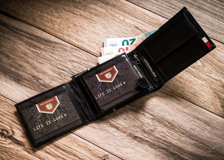 Portfel, czarny, skórzany, Peterson