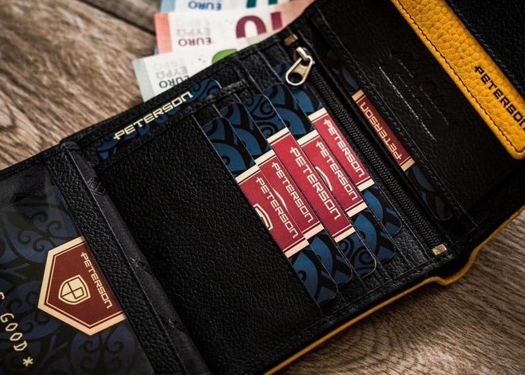 Portfel, czarny, skórzany, Peterson