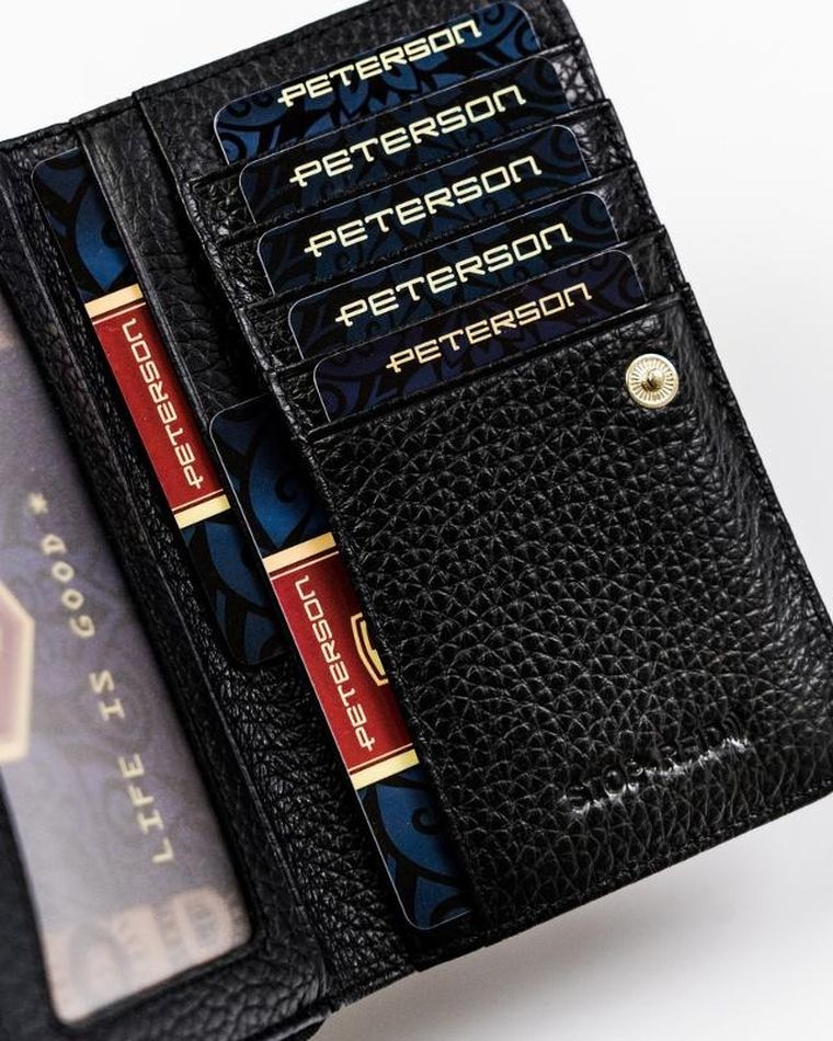 Portfel, czarny, skórzany, Peterson