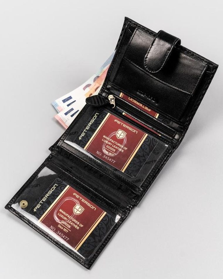 Portfel, czarny, skórzany, Peterson