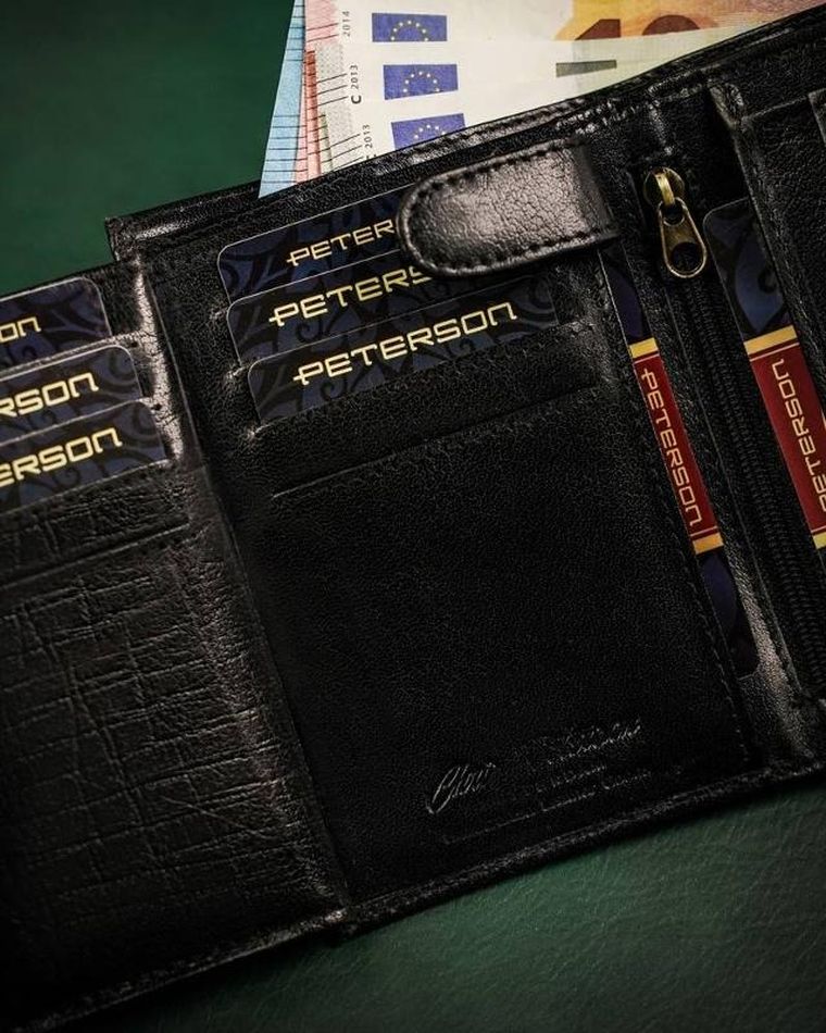 Portfel, czarny, skórzany, Peterson