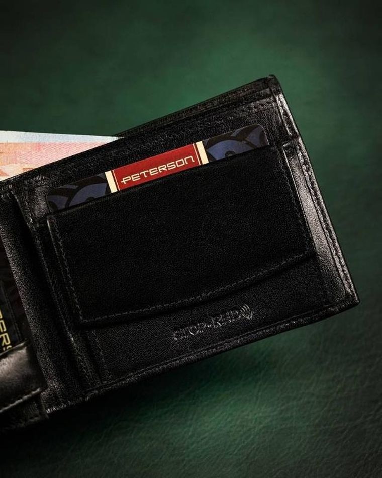 Portfel, czarny, skórzany, Peterson