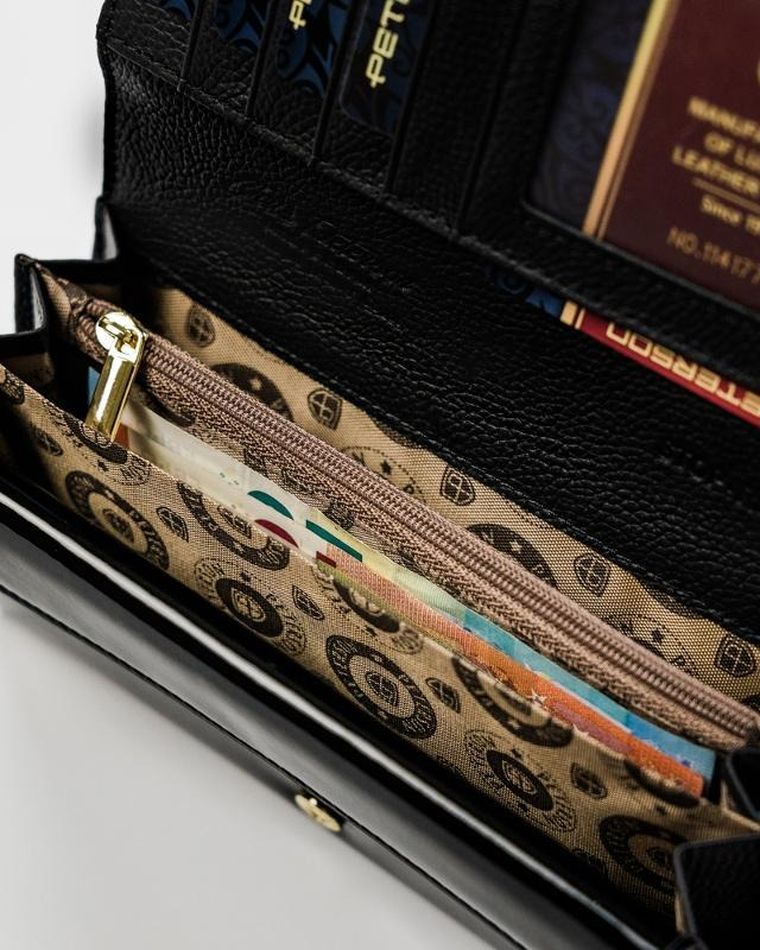 Portfel, czarny, skórzany, Peterson