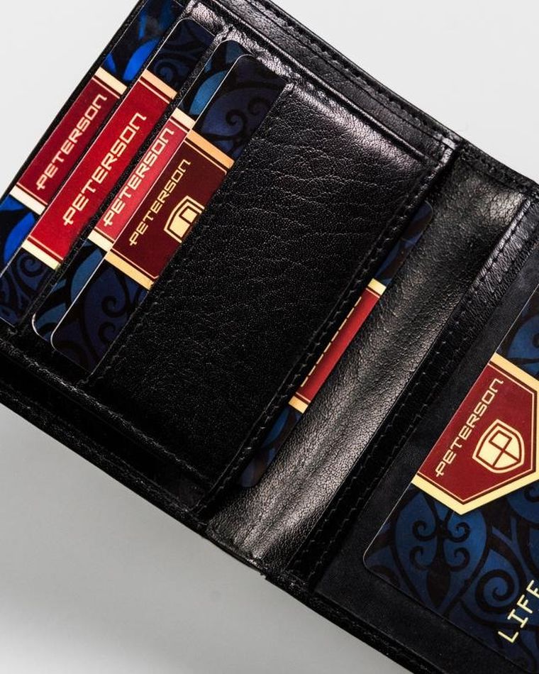 Portfel, czarny, skórzany, Peterson