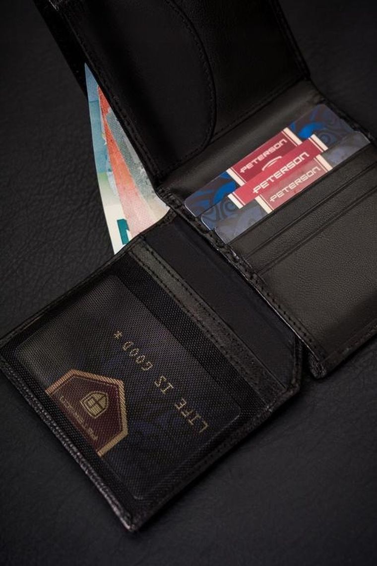Portfel, czarny, skórzany, Peterson