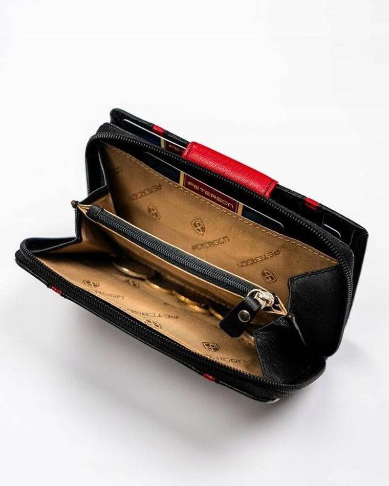 Portfel, czarny, skórzany, Peterson