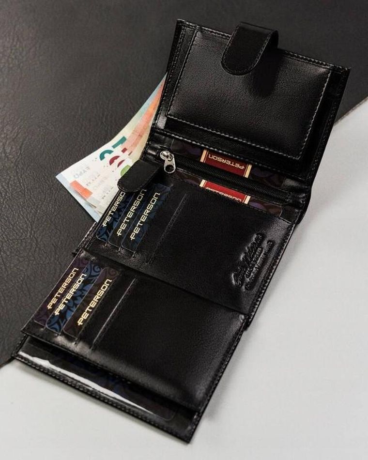 Portfel, czarny, skórzany, Peterson