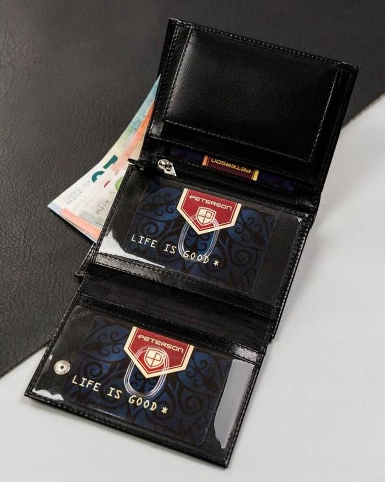 Portfel, czarny, skórzany, Peterson