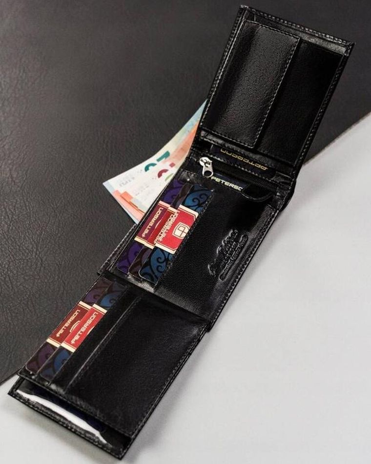 Portfel, czarny, skórzany, Peterson