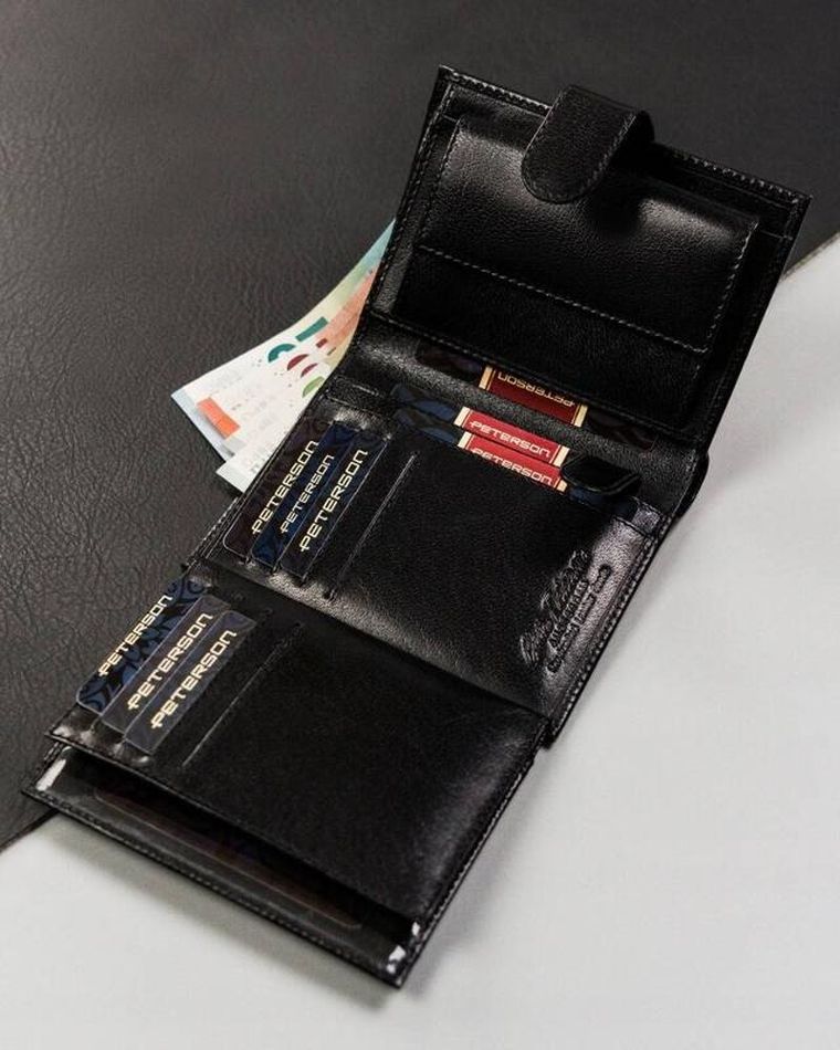 Portfel, czarny, skórzany, Peterson
