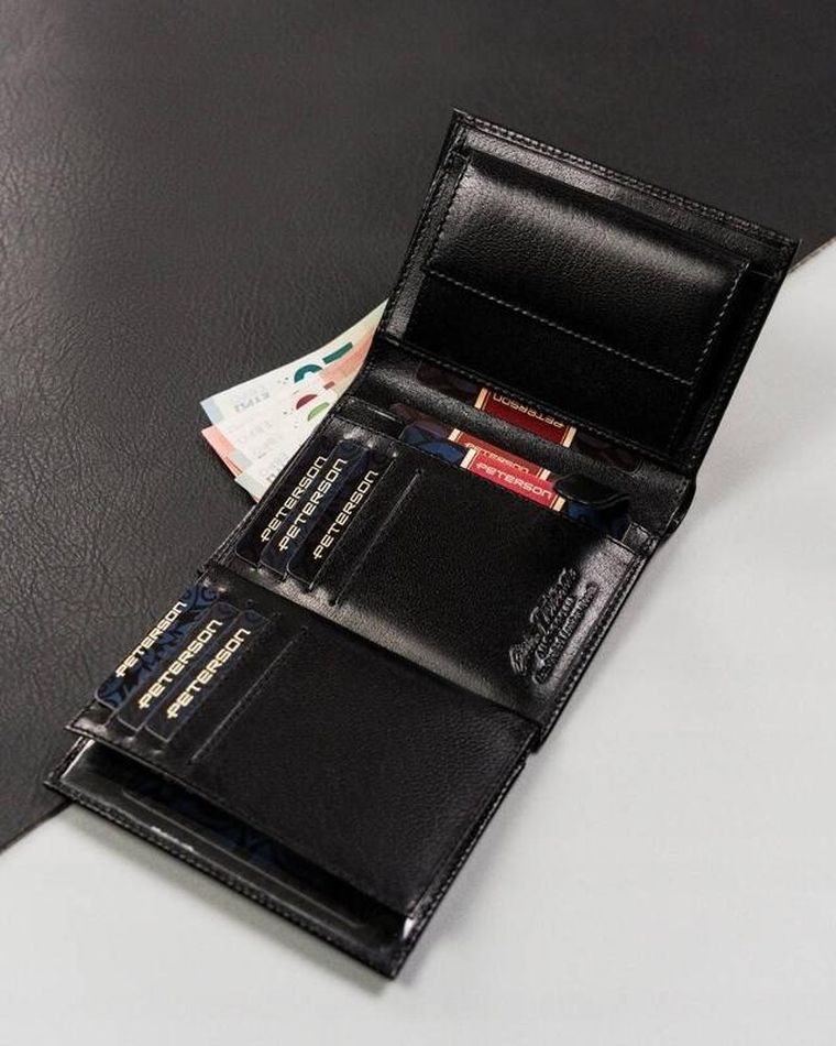 Portfel, czarny, skórzany, Peterson