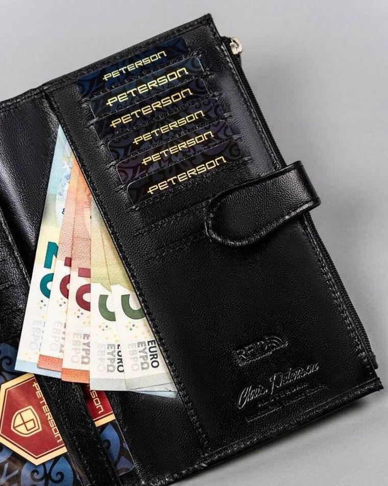 Portfel, czarny, skórzany, Peterson