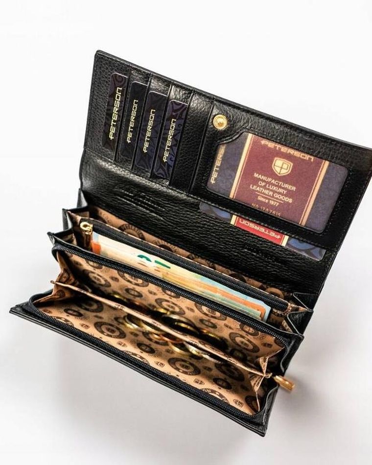Portfel, czarny, skórzany, Peterson
