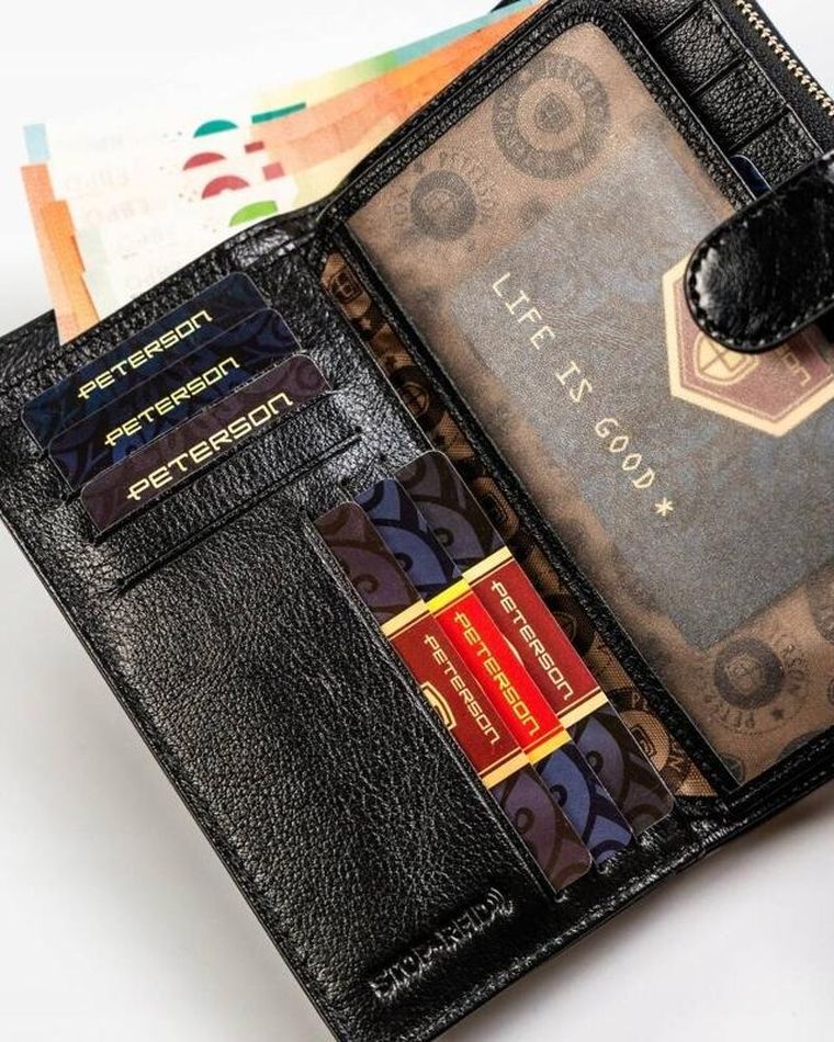 Portfel, czarny, skórzany, Peterson