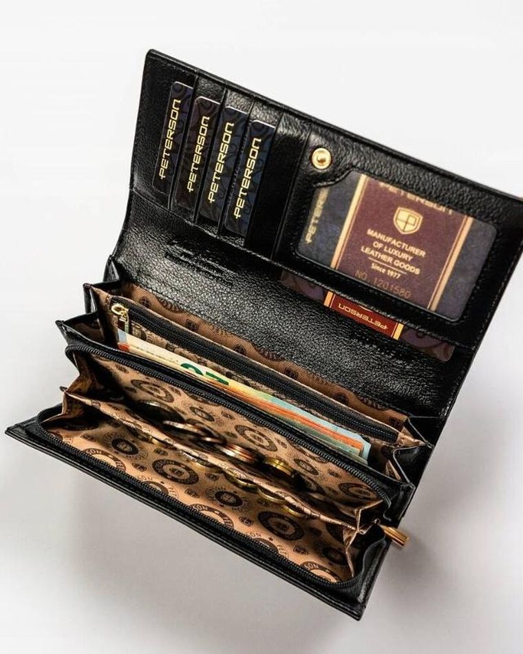 Portfel, czarny, skórzany, Peterson