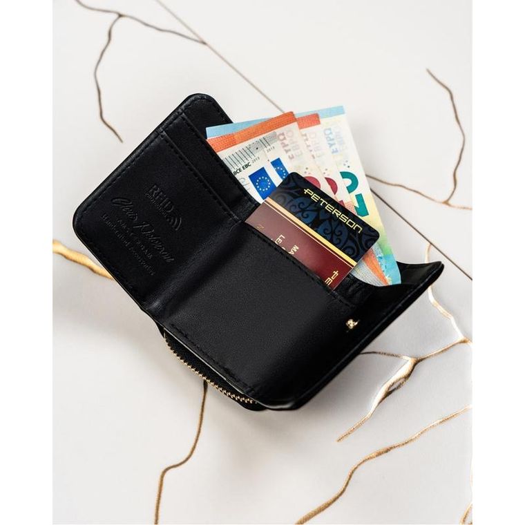 Portfel, czarny, skórzany, Peterson