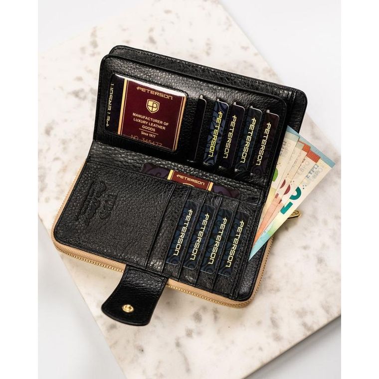 Portfel, czarny, skórzany, Peterson