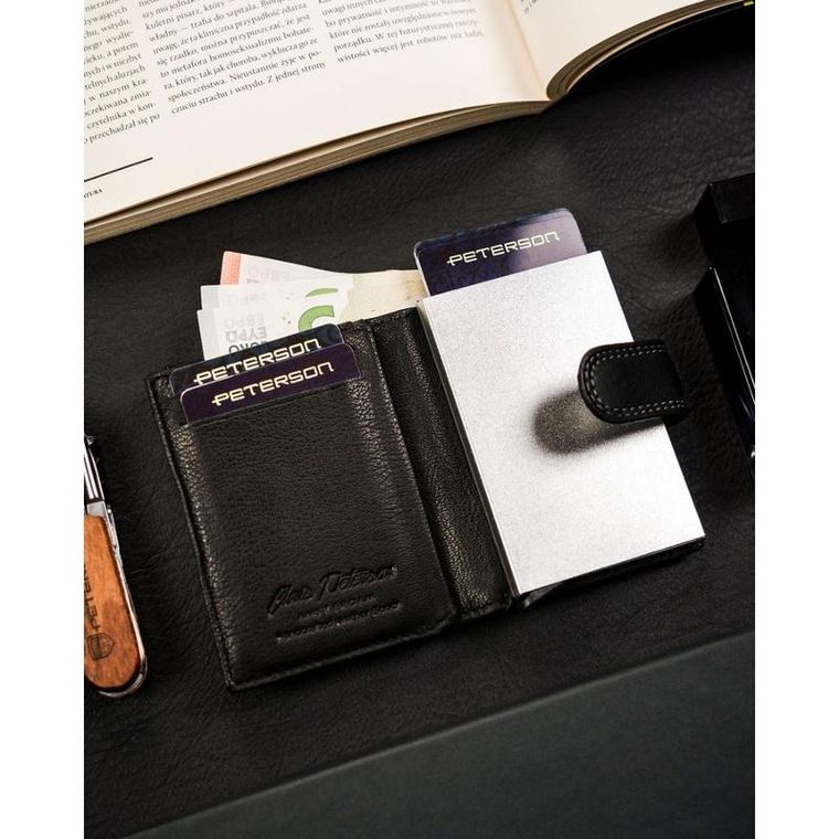 Portfel, czarny, skórzany, Peterson