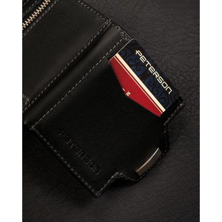 Portfel, czarny, skórzany, Peterson