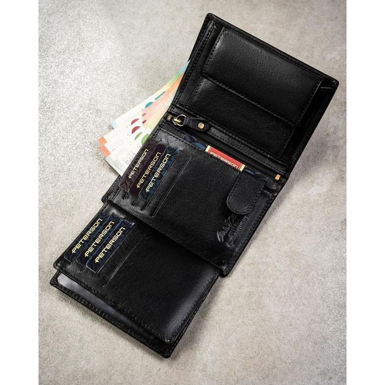 Portfel, czarny, skórzany, Peterson