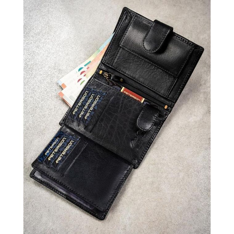 Portfel, czarny, skórzany, Peterson