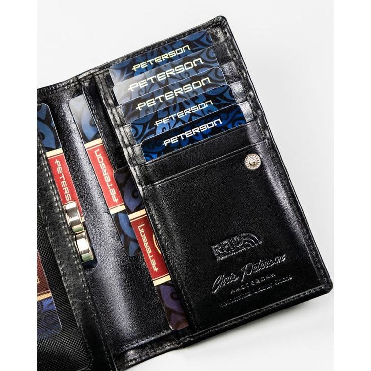 Portfel, czarny, skórzany, Peterson
