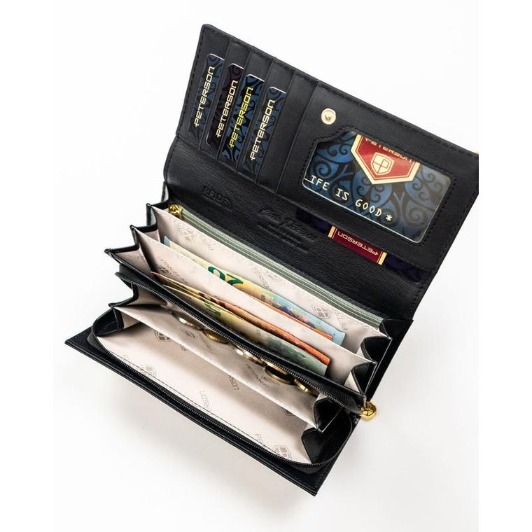 Portfel, czarny, skórzany, Peterson