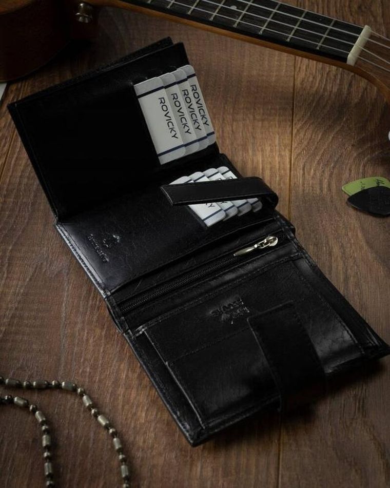 Portfel, czarny, skórzany, RFID, Cavaldi