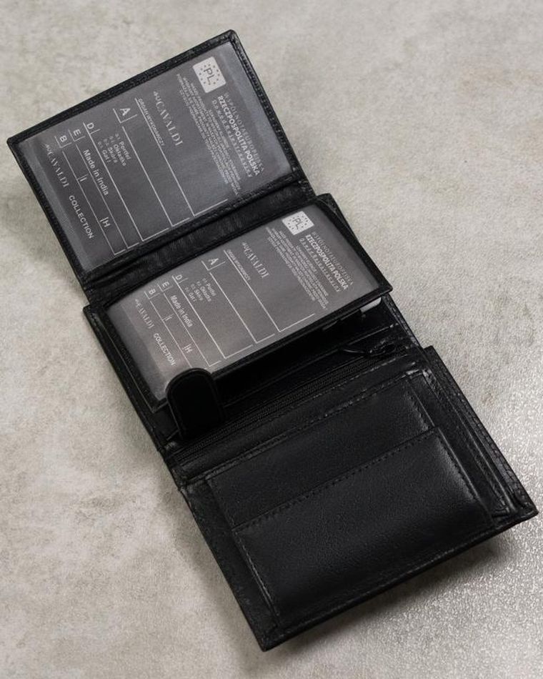 Portfel, czarny, skórzany, RFID, Cavaldi