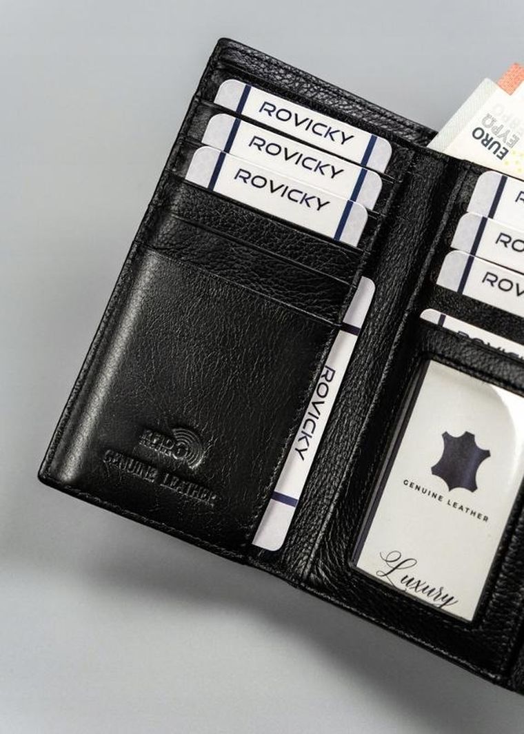 Portfel, czarny, skórzany, RFID, Cavaldi