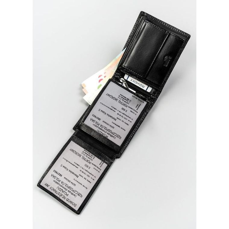 Portfel, czarny, skórzany, RFID, Loren