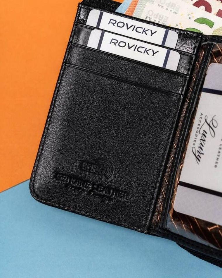 Portfel, czarny, skórzany, RFID, Lorenti