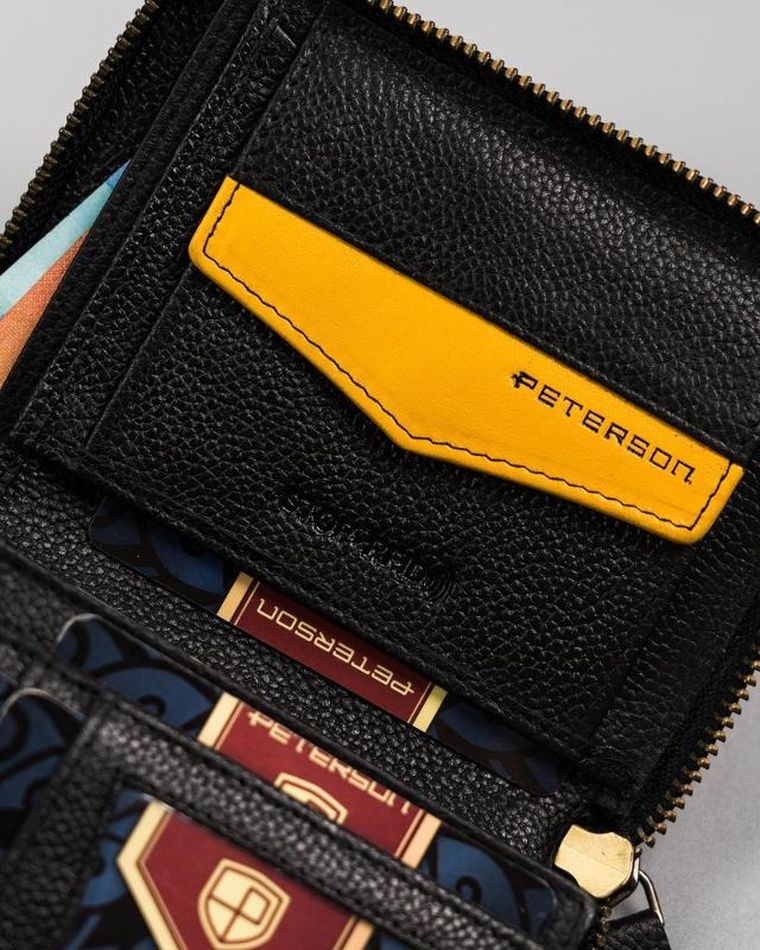 Portfel, czarny, skórzany, RFID, Peterson