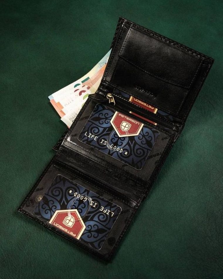 Portfel, czarny, skórzany, RFID, Peterson