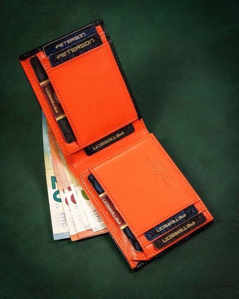 Portfel, czarny, skórzany, RFID, Peterson