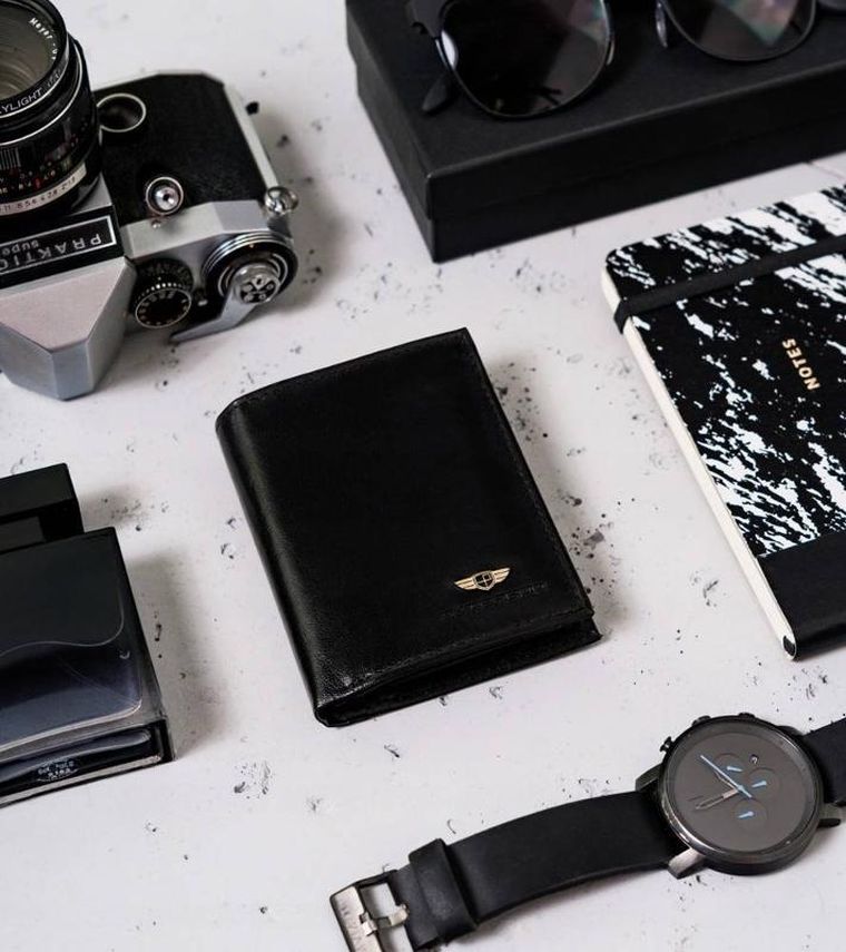 Portfel, czarny, skórzany, RFID, Peterson