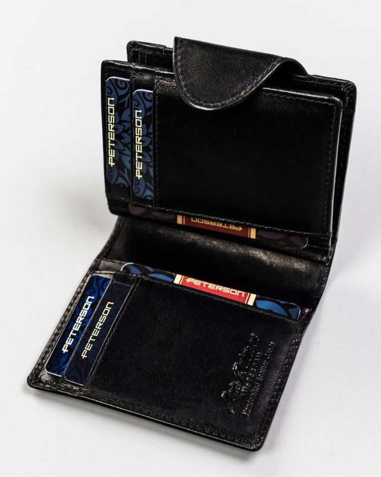 Portfel, czarny, skórzany, RFID, Peterson