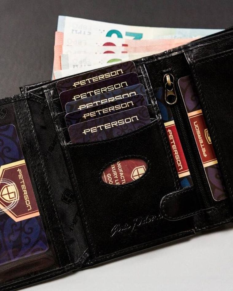 Portfel, czarny, skórzany, RFID, Peterson