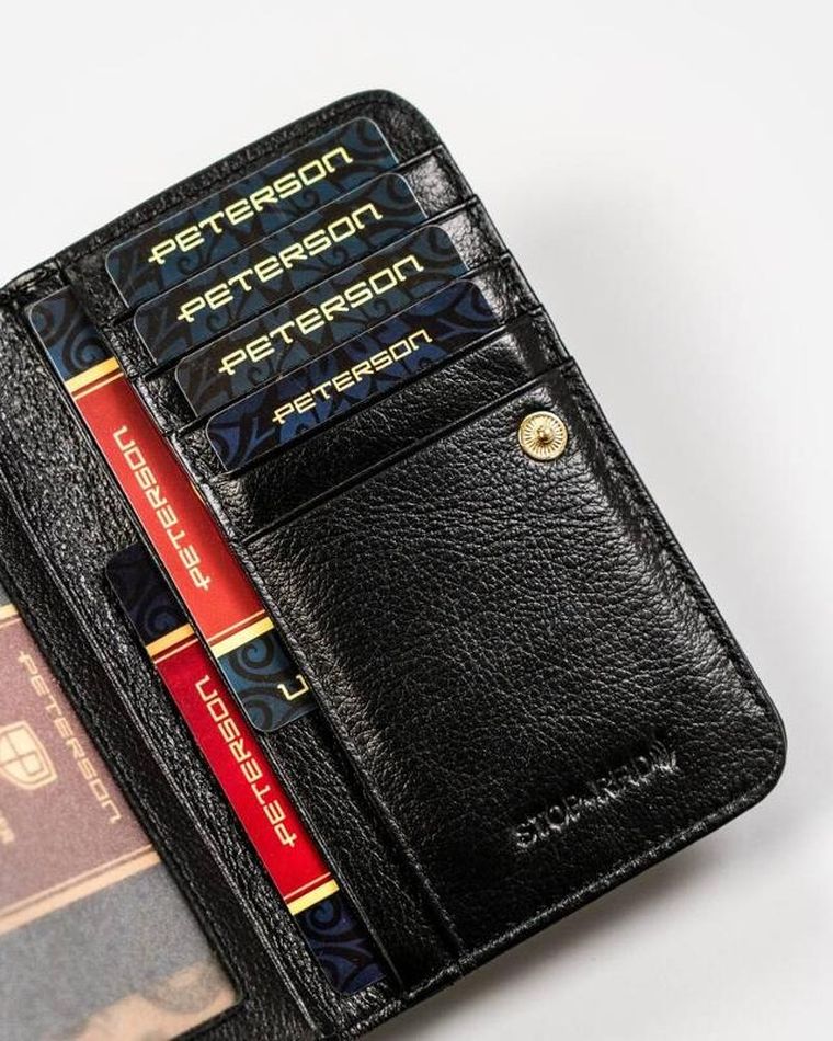Portfel, czarny, skórzany, RFID, Peterson